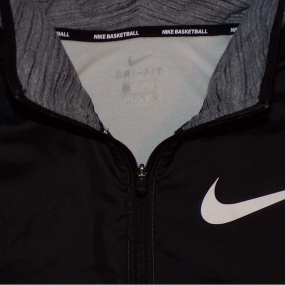 NIKE BASKETBALL DRI-FIT Large L FULL Zipper Gray Black Hooded Jacket AQ4165-010 - Picture 4 of 5